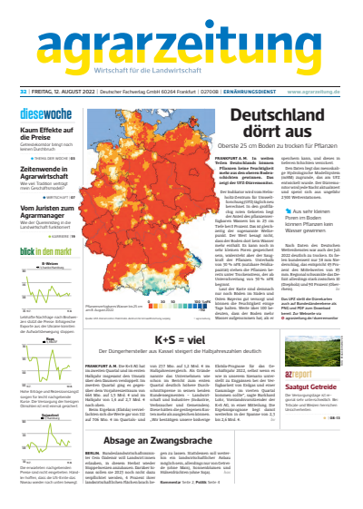 Cover der Ausgabe: agrarzeitung Jahrgang 77 (2022), Heft 32