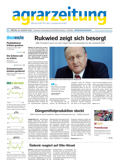 Cover der Ausgabe: agrarzeitung Jahrgang 77 (2022), Heft 34