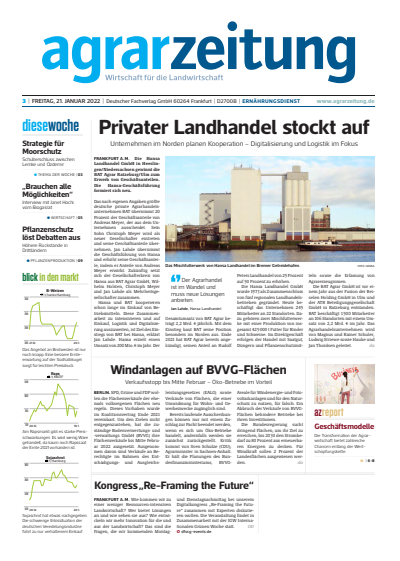 Cover der Ausgabe: agrarzeitung Jahrgang 77 (2022), Heft 3