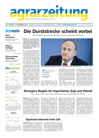 Cover der Ausgabe: agrarzeitung Jahrgang 77 (2022), Heft 49