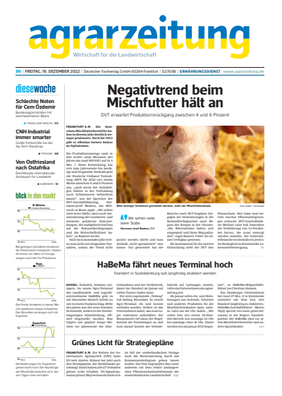 Cover der Ausgabe: agrarzeitung Jahrgang 77 (2022), Heft 50