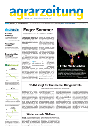 Cover der Ausgabe: agrarzeitung Jahrgang 77 (2022), Heft 51-52