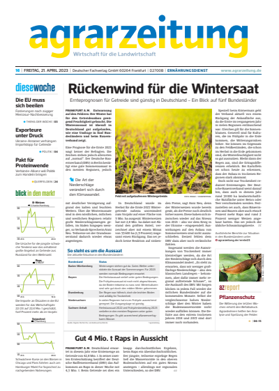 Cover of Volume: agrarzeitung Volume 78 (2023), Edition 16