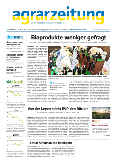 Cover der Ausgabe: agrarzeitung Jahrgang 78 (2023), Heft 20