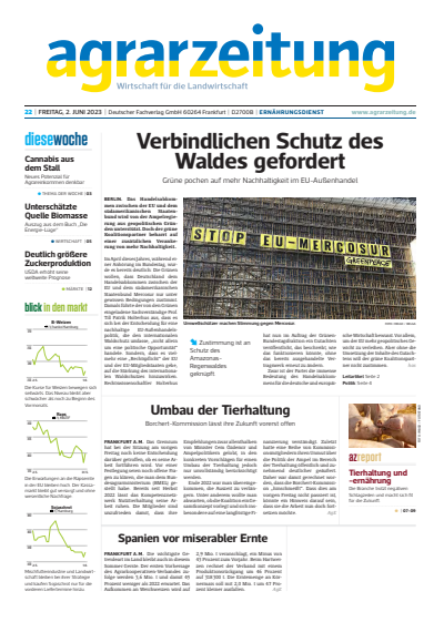 Cover der Ausgabe: agrarzeitung Jahrgang 78 (2023), Heft 22