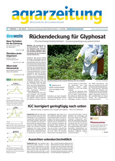 Cover der Ausgabe: agrarzeitung Jahrgang 78 (2023), Heft 27