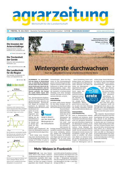 Cover der Ausgabe: agrarzeitung Jahrgang 78 (2023), Heft 28