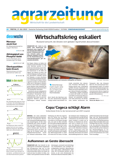 Cover der Ausgabe: agrarzeitung Jahrgang 78 (2023), Heft 29