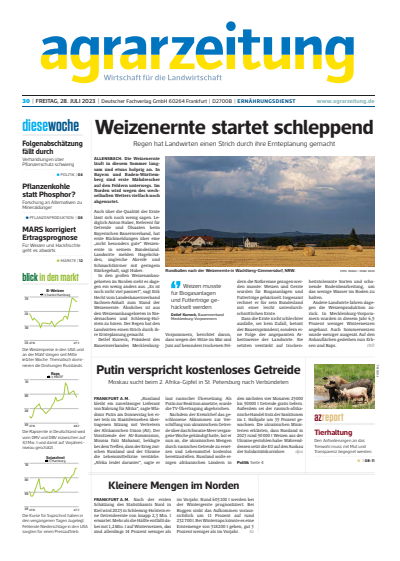 Cover der Ausgabe: agrarzeitung Jahrgang 78 (2023), Heft 30