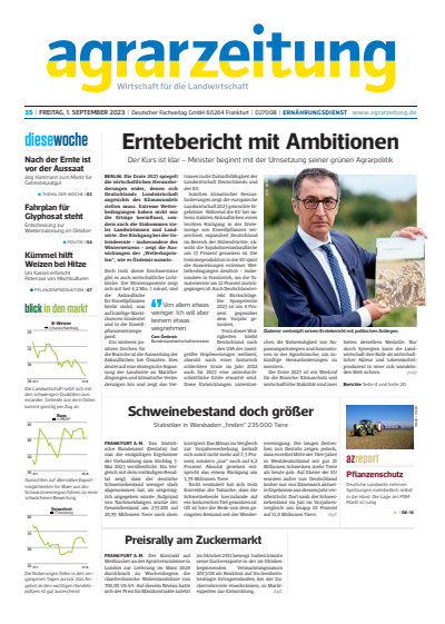Cover der Ausgabe: agrarzeitung Jahrgang 78 (2023), Heft 35