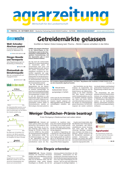 Cover der Ausgabe: agrarzeitung Jahrgang 78 (2023), Heft 42