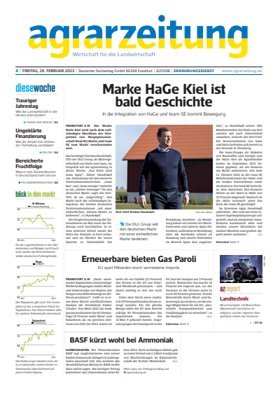 Cover der Ausgabe: agrarzeitung Jahrgang 78 (2023), Heft 8