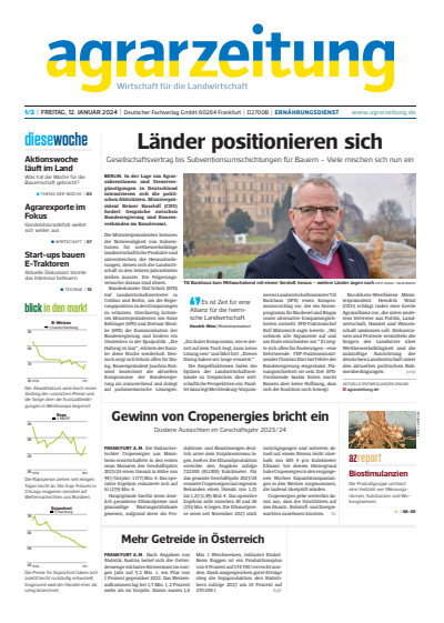 Cover der Ausgabe: agrarzeitung Jahrgang 79 (2024), Heft 1-2