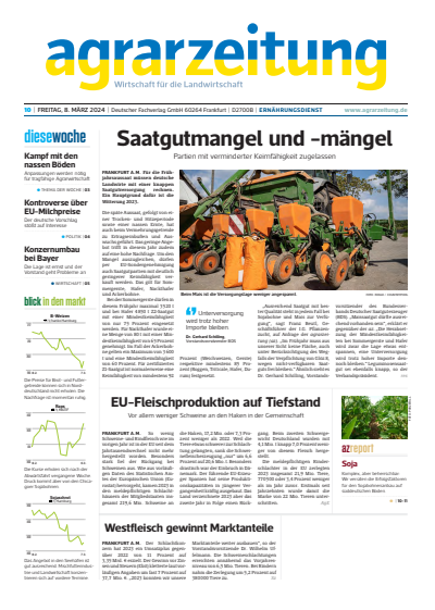 Cover der Ausgabe: agrarzeitung Jahrgang 79 (2024), Heft 10