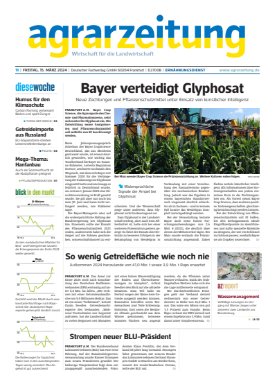 Cover der Ausgabe: agrarzeitung Jahrgang 79 (2024), Heft 11