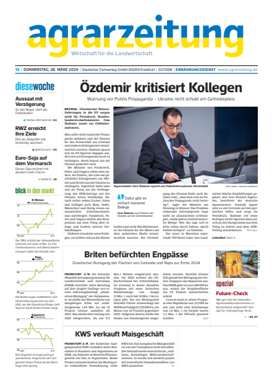 Cover der Ausgabe: agrarzeitung Jahrgang 79 (2024), Heft 13