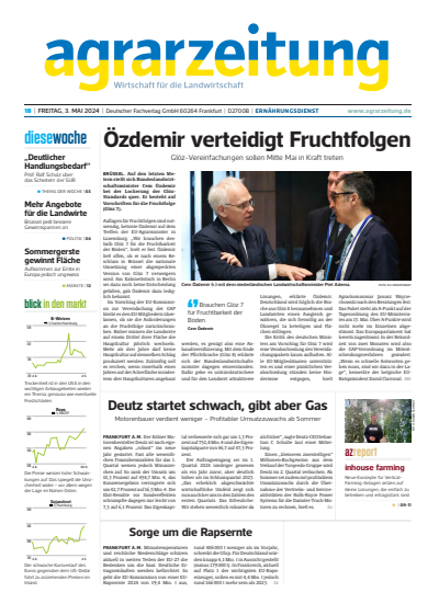 Cover der Ausgabe: agrarzeitung Jahrgang 79 (2024), Heft 18