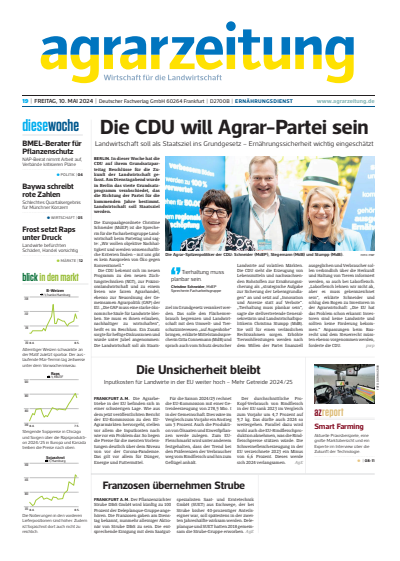 Cover der Ausgabe: agrarzeitung Jahrgang 79 (2024), Heft 19
