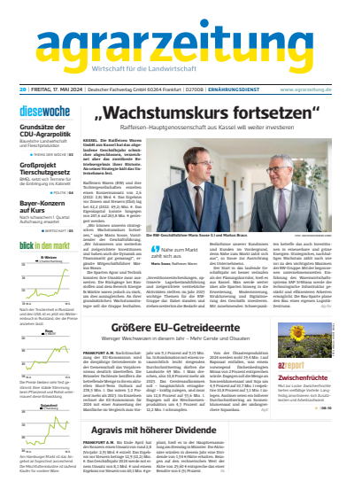 Cover der Ausgabe: agrarzeitung Jahrgang 79 (2024), Heft 20