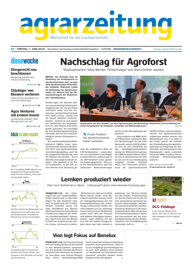 Cover der Ausgabe: agrarzeitung Jahrgang 79 (2024), Heft 23