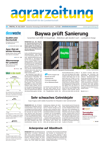 Cover der Ausgabe: agrarzeitung Jahrgang 79 (2024), Heft 29