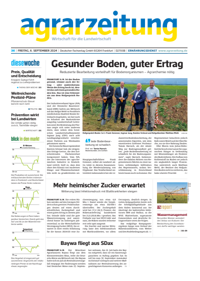 Cover der Ausgabe: agrarzeitung Jahrgang 79 (2024), Heft 36