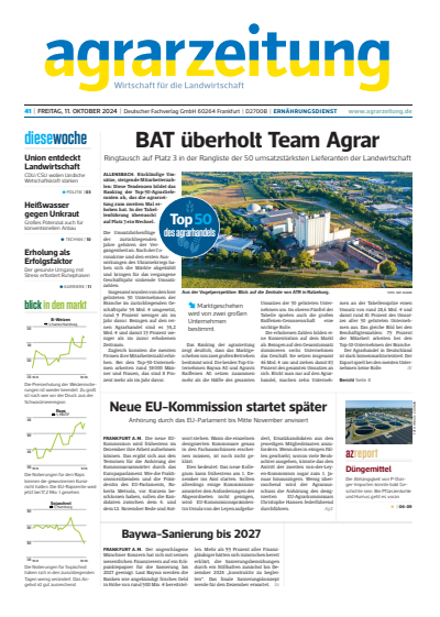 Cover der Ausgabe: agrarzeitung Jahrgang 79 (2024), Heft 41