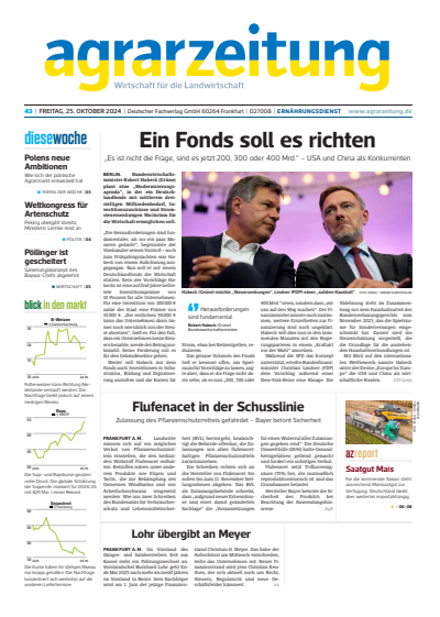 Cover der Ausgabe: agrarzeitung Jahrgang 79 (2024), Heft 43