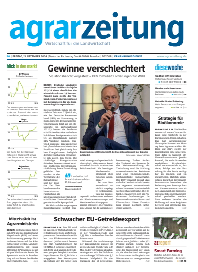 Cover der Ausgabe: agrarzeitung Jahrgang 79 (2024), Heft 50