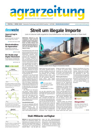 Cover der Ausgabe: agrarzeitung Jahrgang 79 (2024), Heft 9