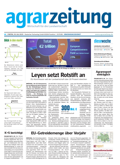 Cover der Ausgabe: agrarzeitung Jahrgang 80 (2025), Heft 29