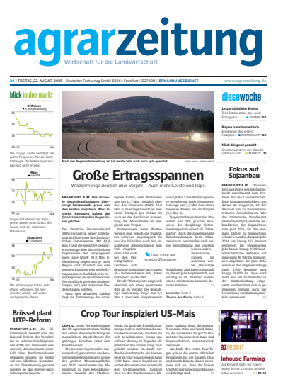 Cover der Ausgabe: agrarzeitung Jahrgang 80 (2025), Heft 34