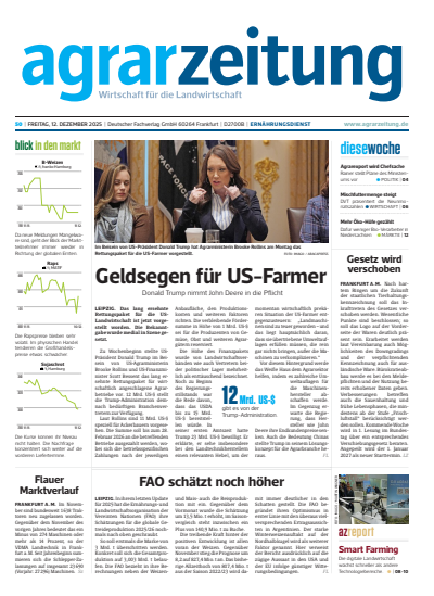 Cover der Ausgabe: agrarzeitung Jahrgang 80 (2025), Heft 50