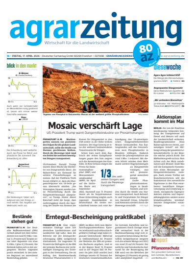 Cover der Ausgabe: agrarzeitung Jahrgang 81 (2026), Heft 16