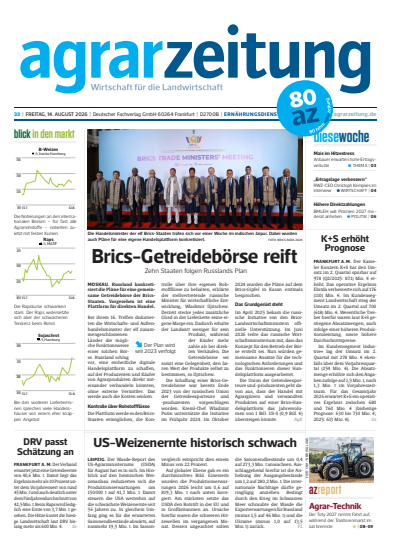 Cover der Ausgabe: agrarzeitung Jahrgang 81 (2026), Heft 33