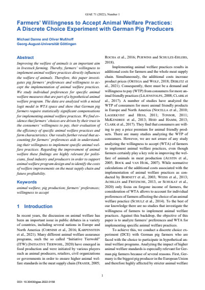 Cover der Ausgabe: GJAE - German Journal of Agricultural Economics Jahrgang 71 (2022), Heft 01