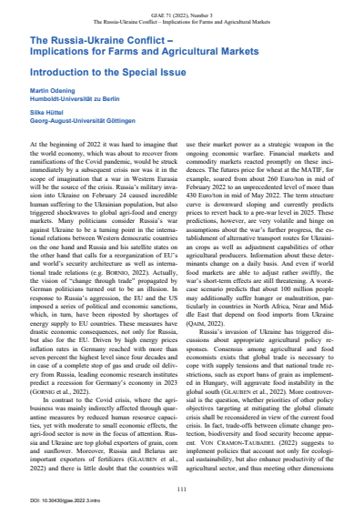 Cover der Ausgabe: GJAE - German Journal of Agricultural Economics Jahrgang 71 (2022), Heft 03