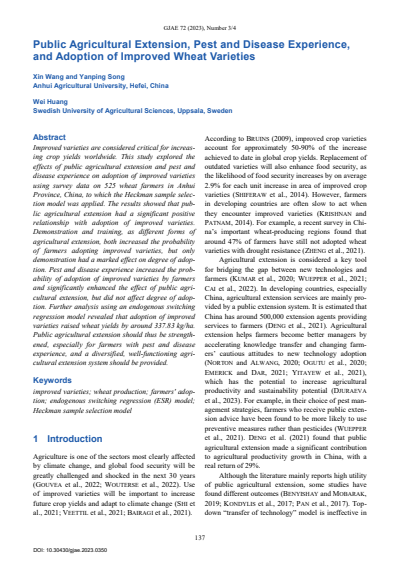Cover of Volume: GJAE - German Journal of Agricultural Economics Volume 72 (2023), Edition 03-04