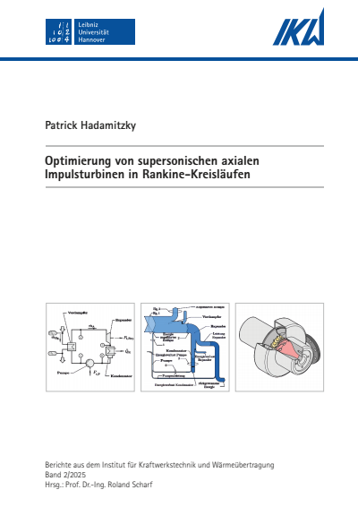 Cover of book: Optimierung von supersonischen axialen Impulsturbinen in Rankine-Kreisläufen