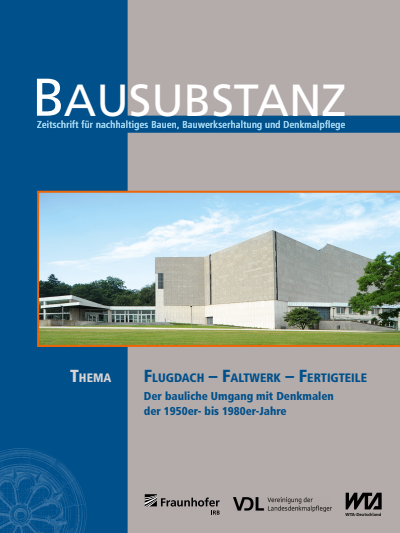 Cover des Buchs: BAUSUBSTANZ Thema: Flugdach - Faltwerk - Fertigteile.