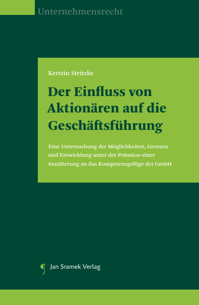 Cover des Buchs: Der Einfluss von Aktionären auf die Geschäftsführung