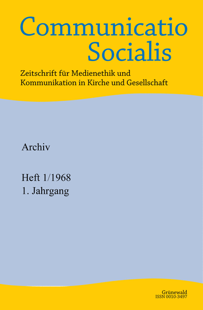 Cover der Ausgabe: Communicatio Socialis (ComSoc) Jahrgang 1 (1968), Heft 1