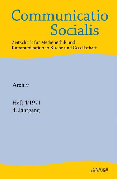 Cover of Volume: Communicatio Socialis (ComSoc) Volume 4 (1971), Edition 4