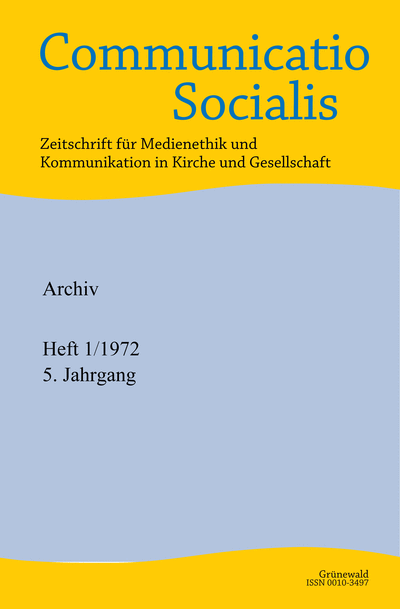 Cover of Volume: Communicatio Socialis (ComSoc) Volume 5 (1972), Edition 1