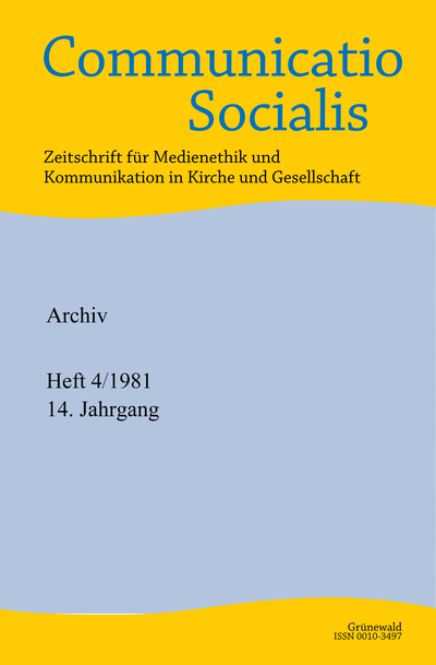 Cover der Ausgabe: Communicatio Socialis (ComSoc) Jahrgang 14 (1981), Heft 4