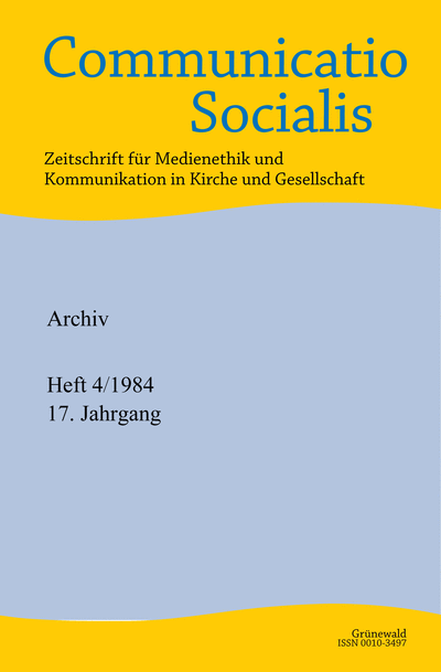 Cover der Ausgabe: Communicatio Socialis (ComSoc) Jahrgang 17 (1984), Heft 4