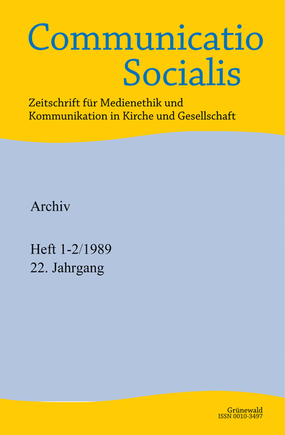 Cover of Volume: Communicatio Socialis (ComSoc) Volume 22 (1989), Edition 1-2