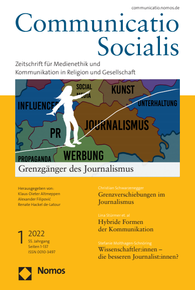 Cover der Ausgabe: Communicatio Socialis (ComSoc) Jahrgang 55 (2022), Heft 1
