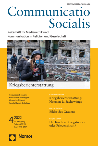 Cover der Ausgabe: Communicatio Socialis (ComSoc) Jahrgang 55 (2022), Heft 4