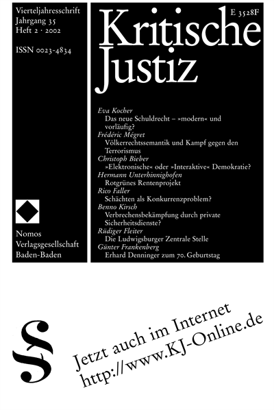 Cover of Volume: KJ Kritische Justiz Volume 35 (2002), Edition 2